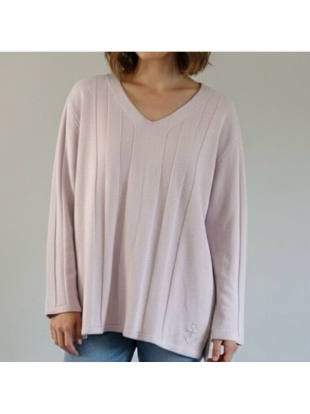 Vintage Saint James Pink Knit V Neck Sweater Size 18